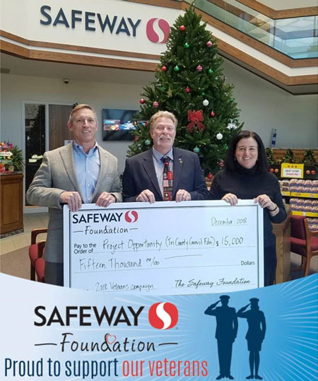 Beth Goldberg, Safeway Eastern Division Senior Manager for Community and Public Affairs, presenting Safeway Foundation Grant in support of Project Opportunity to Gregory Padgham, Director Tri County Council for Lower Eastern Shore and Joe Giordano, Founder Project Opportunity
