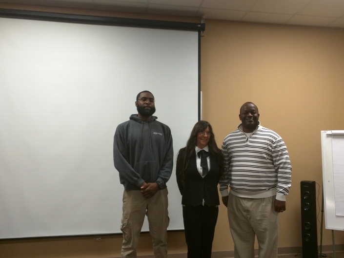 Class Photo Left to Right Pierre Gore, Deborah Kennedy, Eric Taylor