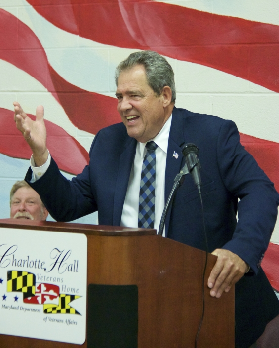 Maryland Department of Veterans Affairs Secretary George W. Owings III addressing the graduating class and guests.