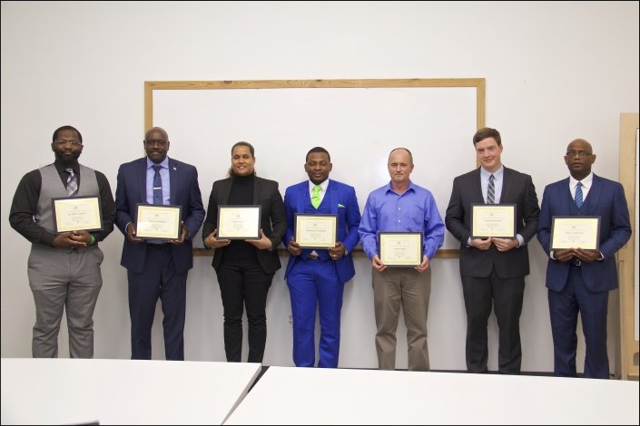 Baltimore Fall 2019 Class Photo. Left to Right: Michael A. People, Leon G. Patterson, Dwan T. Smith, Shedrach D. Anyaoha, Danny Hine, Alexander Shaw, and Paige J. Craddock