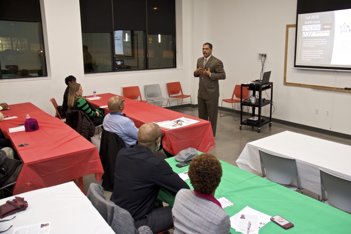 Enrique Young, President/CEO of FEBA, Inc., and Project Opportunity<sup>SM</sup> Graduate Columbia Spring 2014 Class, addressing graduates and guests