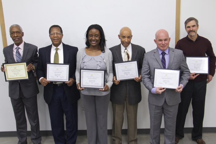 Baltimore Fall 2017 Class Graduates. Left to Right: Alvin P. Leonard, John Veney, Jr., Nicole P. Nelson, Reggie Whitener, Mark McLaughlin, Sean Springs. Not Pictured: Cynthia Burton, James Richardson