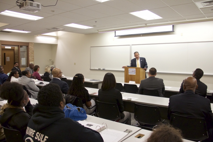 Maryland Department of Veterans Affairs Secretary George W. Owings III addressing the graduating class.