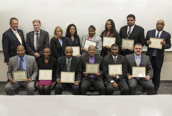 First Row (Left to Right): Robert Worthington, Lisa Bailey, David Tesheria, Charles Robinson, Kenneth Sloan, Robert Goldinger Second Row (Left to Right): Secretary Owings MDVA, Joe Giordano (Founder), Brenda Dilts (Course Facilitator), Terry Douglas, Murraydine Williams, Jessica Tabbert, Michael Derricote, Kenneth Little
