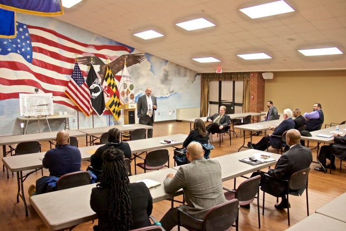 Maryland Department of Veterans Affairs Secretary Ownings addressing class graduates and guests