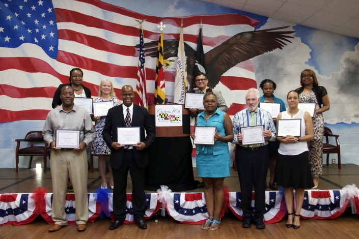 Spring 2016 Graduating Class: 1st Row Left to Right: Lem Marshall, Bryan Burton, Tia Deloatch, George Hawley, Cynthia Adams. 2nd Row Left to Right: Sonya Friday, Rita Weaver, Eddie Accvedo, Monica Jimison, Angela Mills.