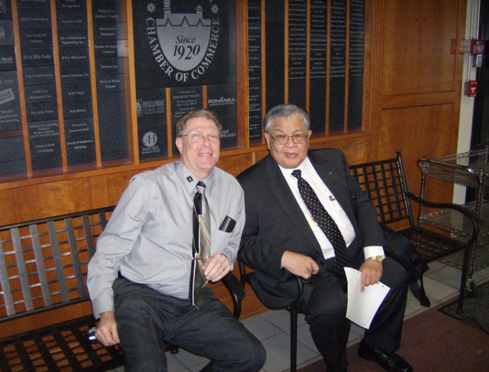 Joe Giordano and Maryland Department of Veterans Affairs Secretary Edward Chow, Jr discussing the Graduation Ceremony Outline.