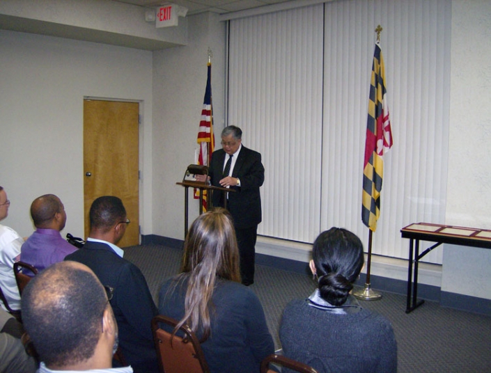 Maryland Department of Veterans Affairs Secretary Edward Chow, Jr. addressing the graduating class.
