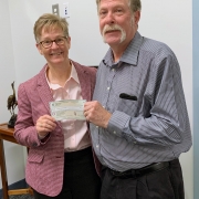 Carlene Cassidy, Chief Executive Officer, Philip E. & Carole R. Ratcliffe Foundation presenting check for first year of grant to Joe Giordano, Founder Project Opportunity