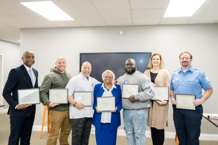 Graduating Class Photo Left to Right: Quinton A. Gipson, Sr; Jack Corlis; Jose Flores; Marlene D. Hamlin; Charles L. Faulkner, Jr.; Rebecca LeFebre; Nick Plazio Not Pictures: Duane Fastner