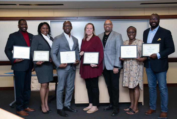 Left to Right: Anterrio C. Gainwell, Sr; Ashaduntae M. Kemp; Ray Mack; Jennifer E. Chappell; Anthony Buter Sr. Course Facilitator; Marci T. Hodge; Emanuel R. Bishop