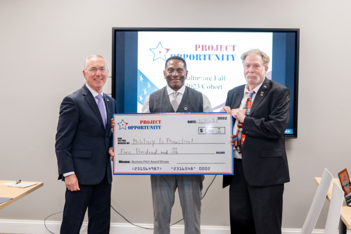 Maurice E. Licorish, Sr., Military to Mainstream, Business Pitch Award Check Presentation