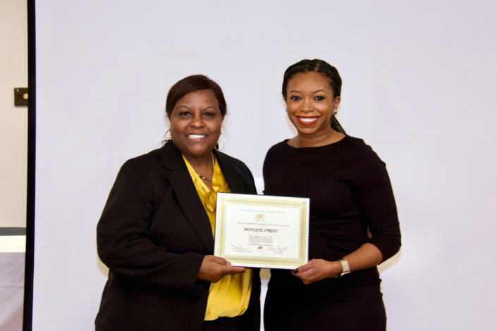 Monique Street Completion Certificate presentation