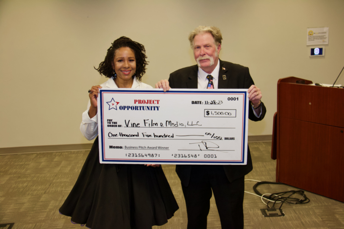 Pamela H. Vines First Place Business Pitch Check Presentation