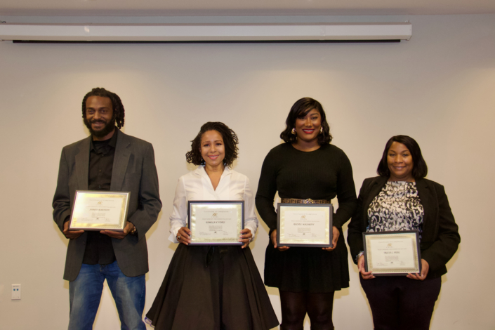 Prince George’s Fall 2023 Class Graduates: Left to Right: Ahmad Robinson, Pamela H. Vines, Rachel Macarthy, Tricia L. Neal Not Pictured: Gregory Barber