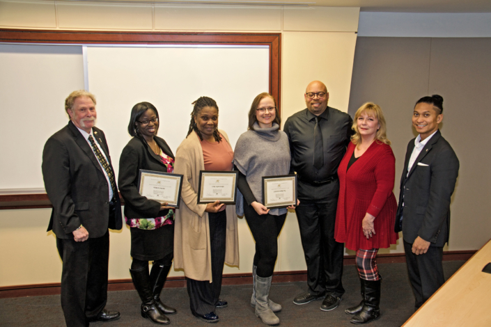 Military Spouse Fall 2023 Class Graduation Photo Left to Right: Joe Giordano, Project Opportunity<sup>SM</sup> Founder; Veron Smith (Livi Rose Photography); Lori Crawford, Joanna Starling (Starling Wellness LLC); Anthony Butler Sr., Course Facilitator; Kim McGettigan (Montgomery College and Business Pitch Judge); Emmyrich "Richie" Vicente, (PNC Bank and Business Pitch Judge)