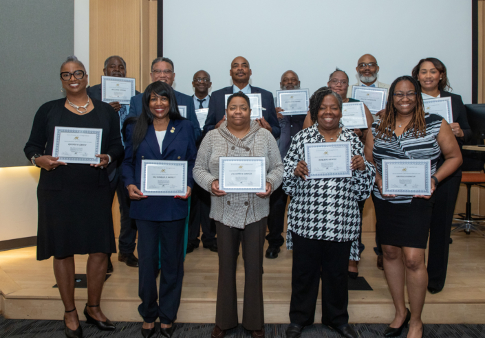 First Row Left to Right: Rhonda B. Green (Carwin Ed Solutions); Dr. Theresa A. Mosely (TAM Creating Ambassadors of Peace LLC); Collette M. Dawud (CMD Administrative Consulting LLC); Darlene DeMOss (Grief Reimagined); Danielle Edelin (Serenity Salon Suites) 2nd Row Left to Right: Malcom D. Winder (Winder Logistics LLC); Bruce Boyea (CWL RV Harbor); Samuel Hamilton (Stormil Professional Concepts); Dr. Freddie A. Lee (F Lee Global Leadership Solutions LLC); Walter Leon Cromer (Fanbase Social Media); Thaieast Pittman (Intrinsic Storage Solutions LLC); Collin Younger, Jr. (Safety Squared Firearms Academy); Kieon M. Womble (Ally HR Solutions LLC)
