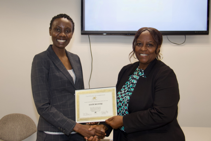 Edith Munyiri Presentation of Certificate of Completion