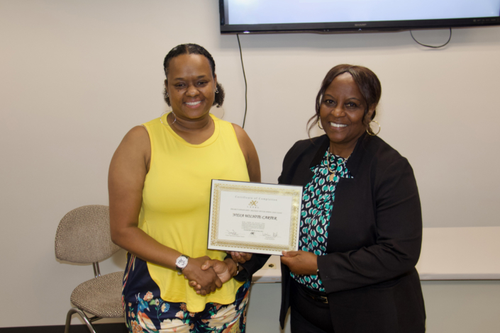 Nysia Wilhite-Carter Presentation of Certificate of Completion