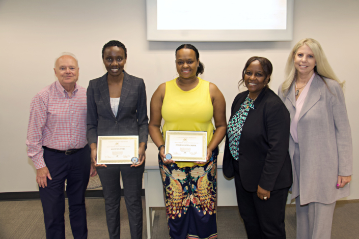 Left to Right:  Phil Logan (Harford Chamber) Business Pitch Judge, Edith Munyiri, Nysia Wilhite-Carter, Warline Bruant Course Facilitator, Kelly Foster Business Pitch Judge