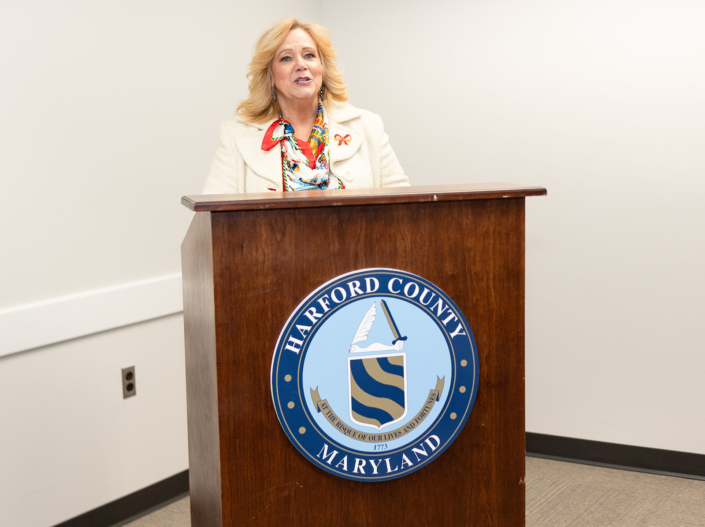Karen Holt, Director Harford County Economic Development, addressing graduates