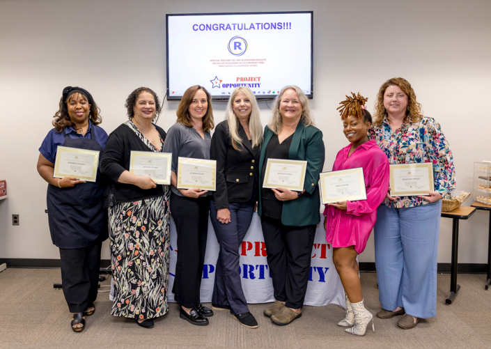 Class Graduation Photo Left to Right: Deborah Coleman, Maire Sierra, Suzanne Julien, Kelly Foster Course Facilitator, Deanna Windle, Erika Eppers, Paig Kahlbaugh
