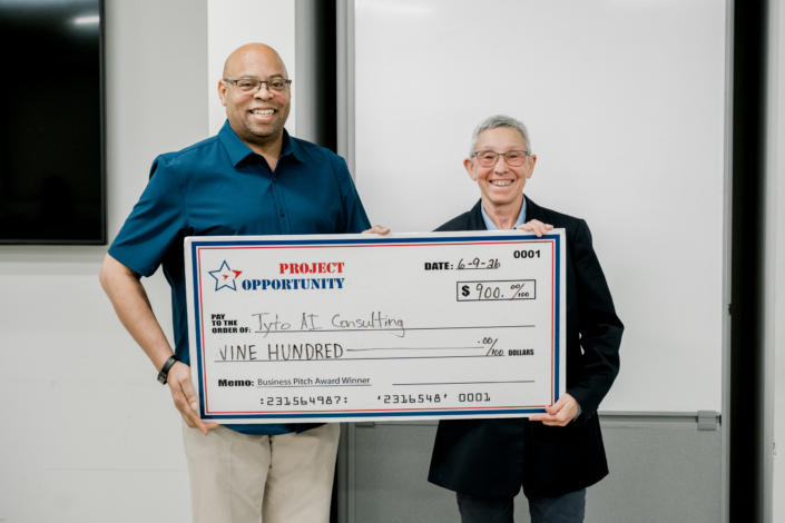 Nancy McDonald Pitch Award Check Presentation